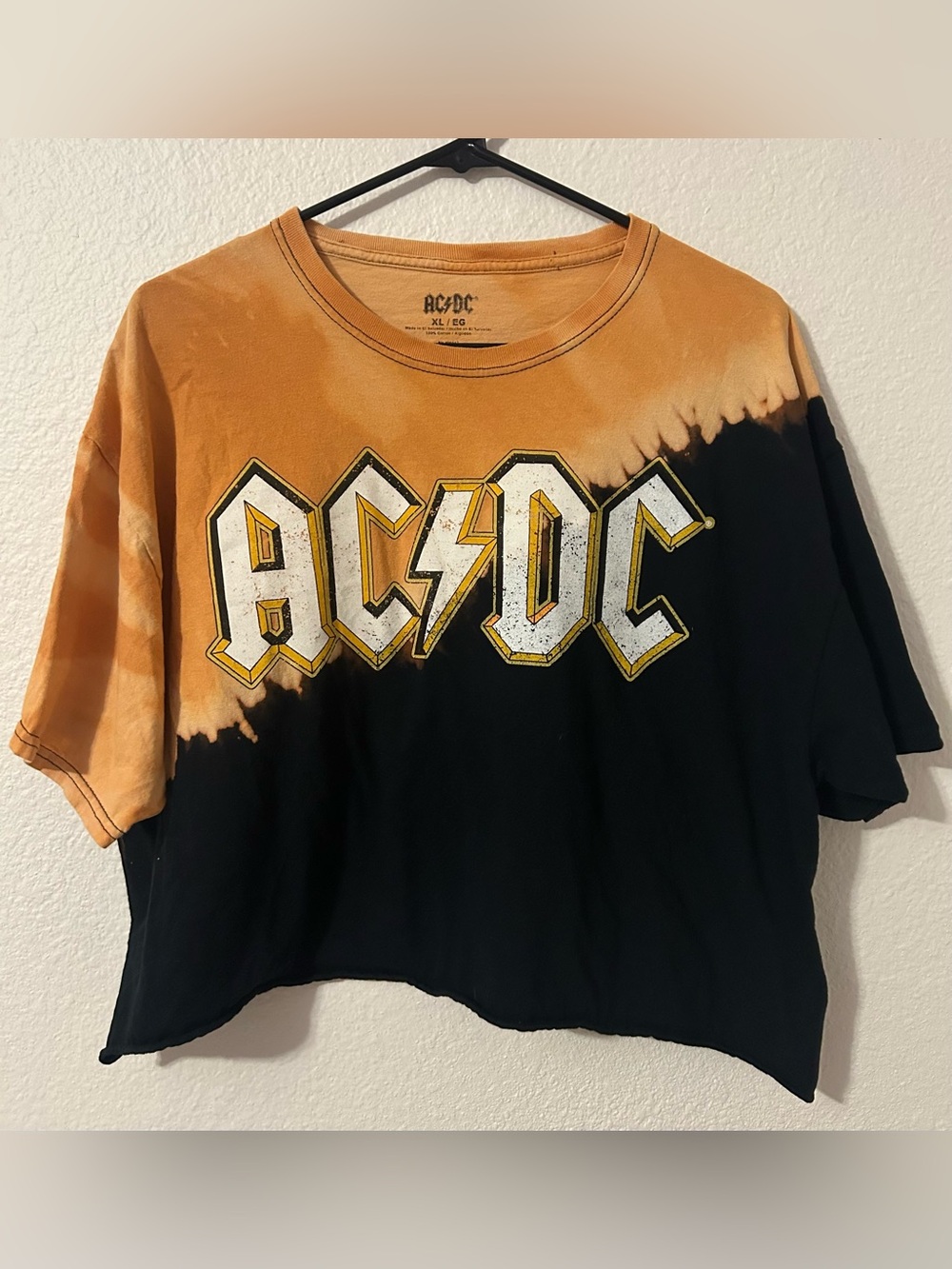 AC/DC Orange, Black & White Tie-Dye Graphic Tee